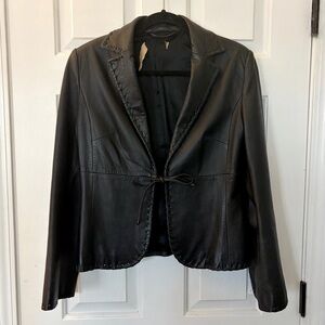 Classic MNG Mango Black Lamb Leather Whipstitch Jacket